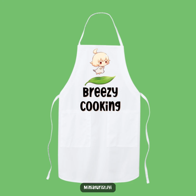 Funny Kitchen Breeze Apron: Tiny Character Leaf Ride, Perfect Funny Gift for Cooks