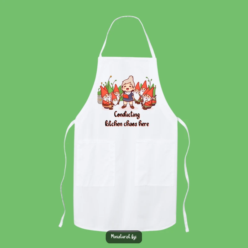 Funny Gnome Orchestra Conductor Apron: Cook with Tiny Maestro Leading Garden Gnomes