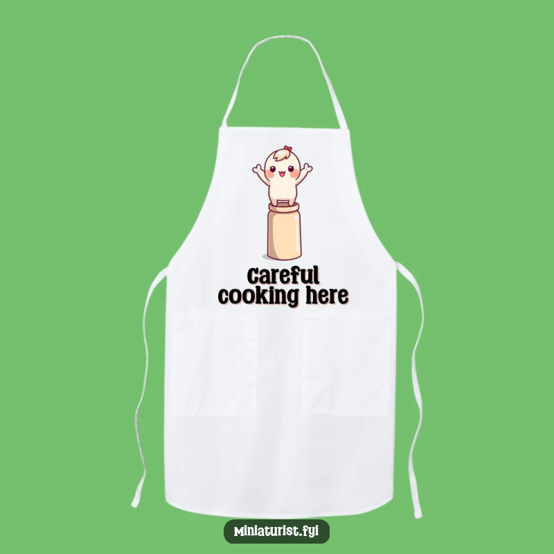 Funny Balancing Act Apron: Tiny Chef's Precarious Kitchen Gift