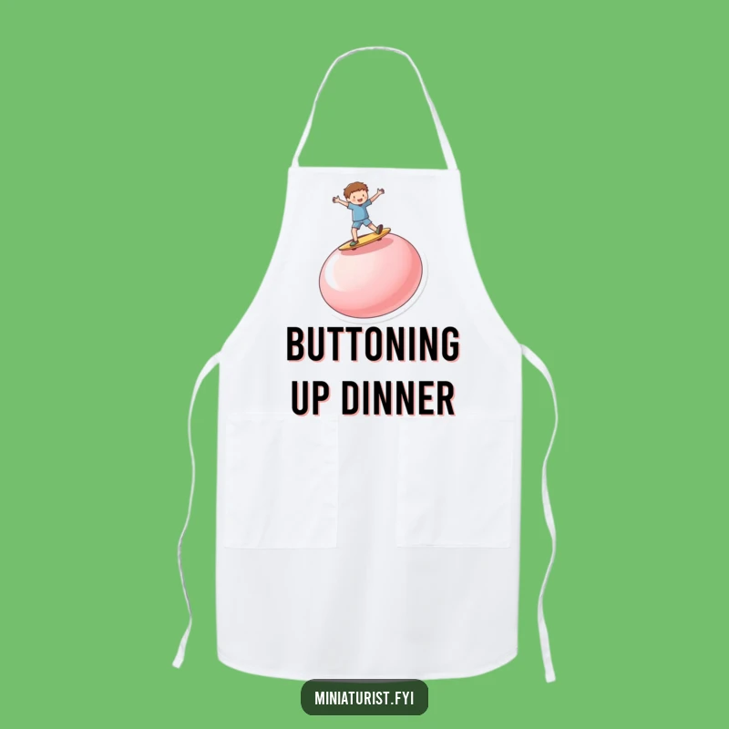 Funny Button Surf Apron: Cook Like a Pro, Miniature Person's Epic Ride!
