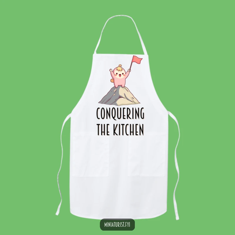 Funny Chef's Mountaintop Apron: Cute Character Waving Flag, Perfect Funny Gift for Cooks