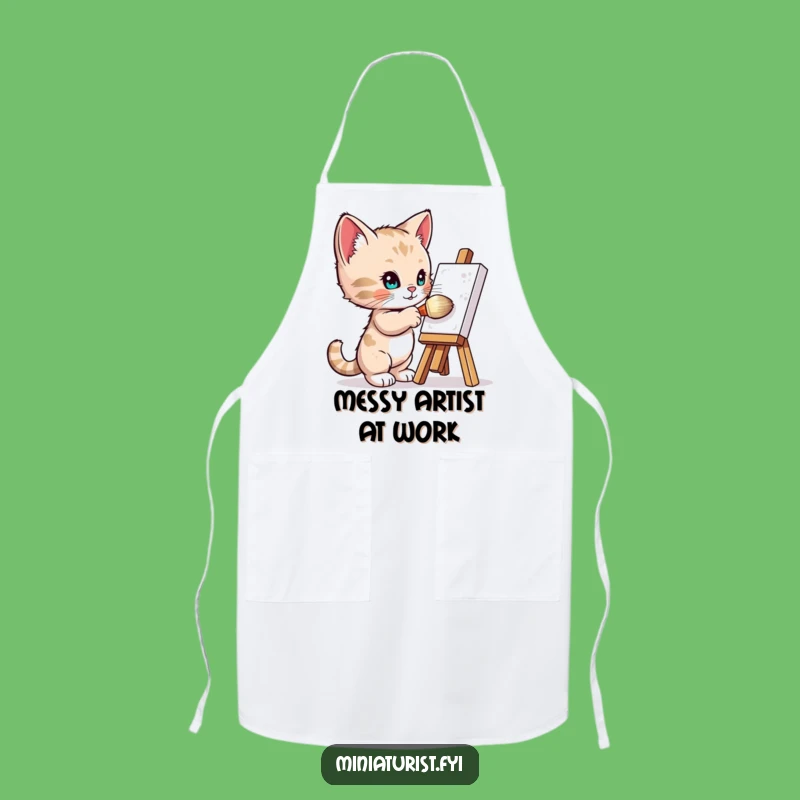 Funny Kitten Artist Apron: Culinary Creator Tiny Painter Gift