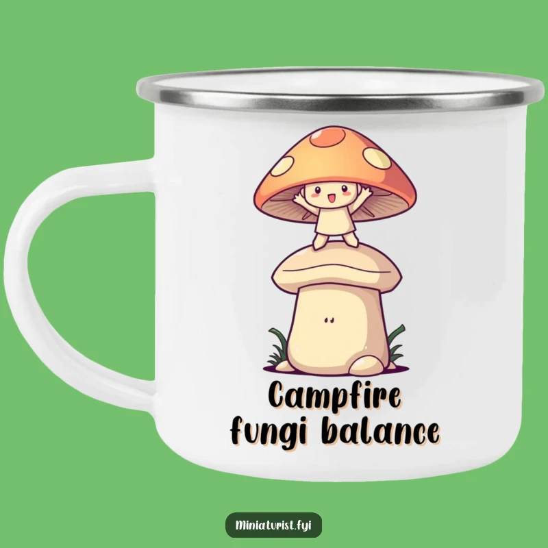 Funny Mushroom Balance Camping Mug: Adventure with Whimsy, Perfect Funny Gift