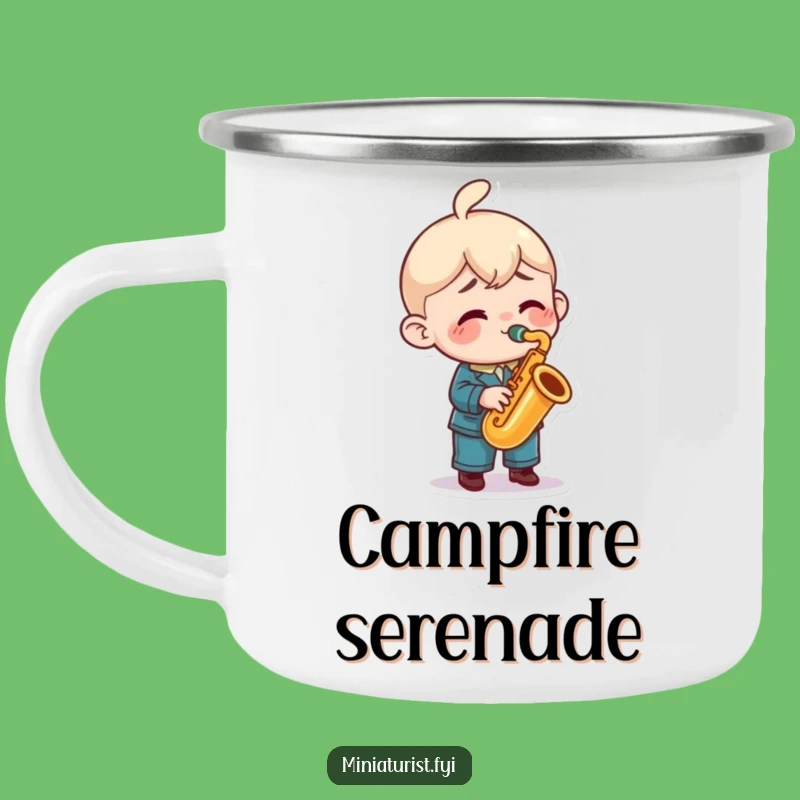 Funny Saxophone Camping Mug: Adventure with Tunes from Miniature Musician Gift