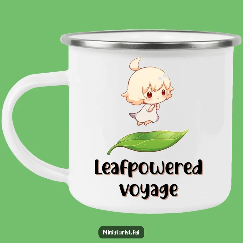 Funny Campfire Mug: Tiny Character Leaf Ride, Perfect Funny Gift for Outdoors