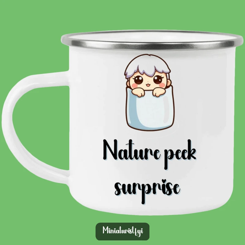 Funny Surprised Thimble Camping Mug: Tiny Character Outdoor