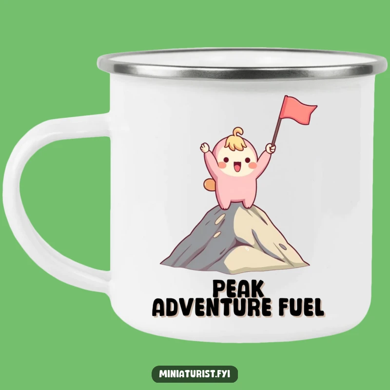Funny Campfire Mug: Mountaintop Explorer Waving Flag, Perfect Funny Gift for Outdoors
