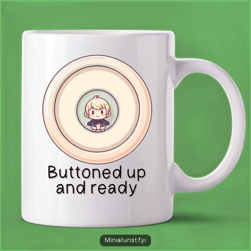 Funny Miniaturist Button Mug: Peek-a-Boo Humor, Perfect Novelty Gift