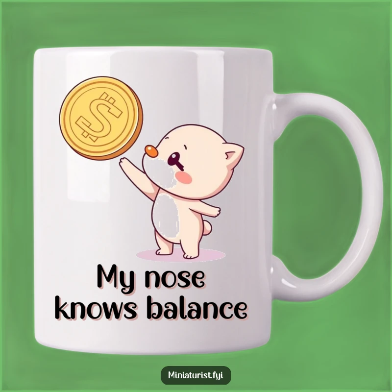 Funny Coin Balancing Act Mug: A Hilarious Character Gift for Collectors