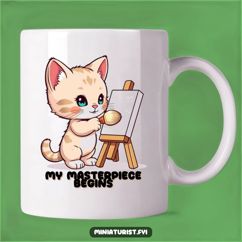 Funny Kitten Artist Mug: Adorable Tiny Painter Gift for Art Lovers