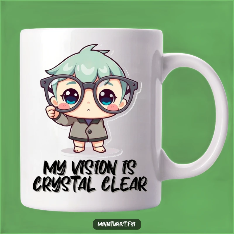 Funny Spectacle Polisher Mug: Tiny Character with Giant Glasses, Hilarious Gift