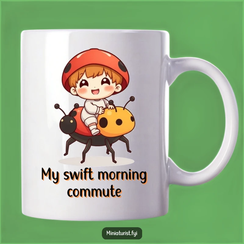 Funny Ladybug Rider Mug: A Tiny Steed Adventure, Perfect Humorous Gift