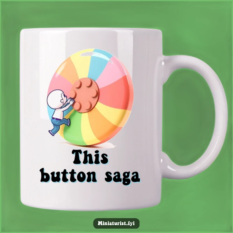 Funny Button Lifter Mug: Tiny Hero Gift for Determined Souls