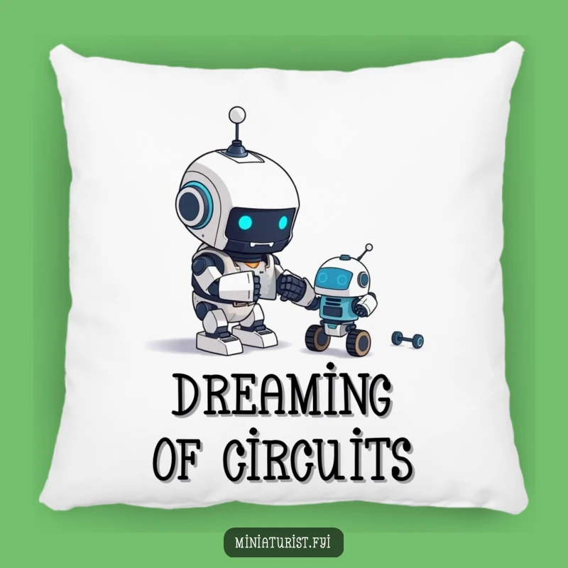 Funny Robot Creator Pillow: Tiny Bot Accent Cushion Gift