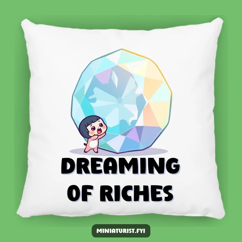 Funny Gemstone Discovery Pillow: Cozy Comfort with Tiny Character's Awe!
