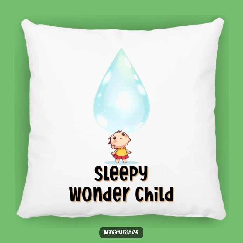 Funny Awe-struck Dewdrop Pillow: Cozy Tiny Character's Wonder Cushion Gift