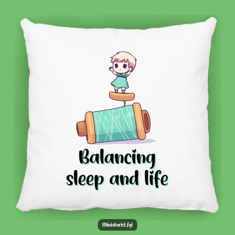 Funny Miniaturist Thread Pillow: Comfy Balance, Hilarious Accent