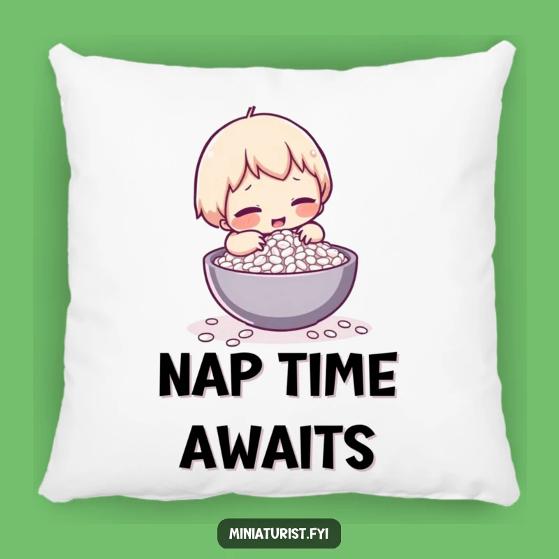 Funny Rice Struggle Pillow: Tiny Character's Comical Effort, Comfy and Funny Gift