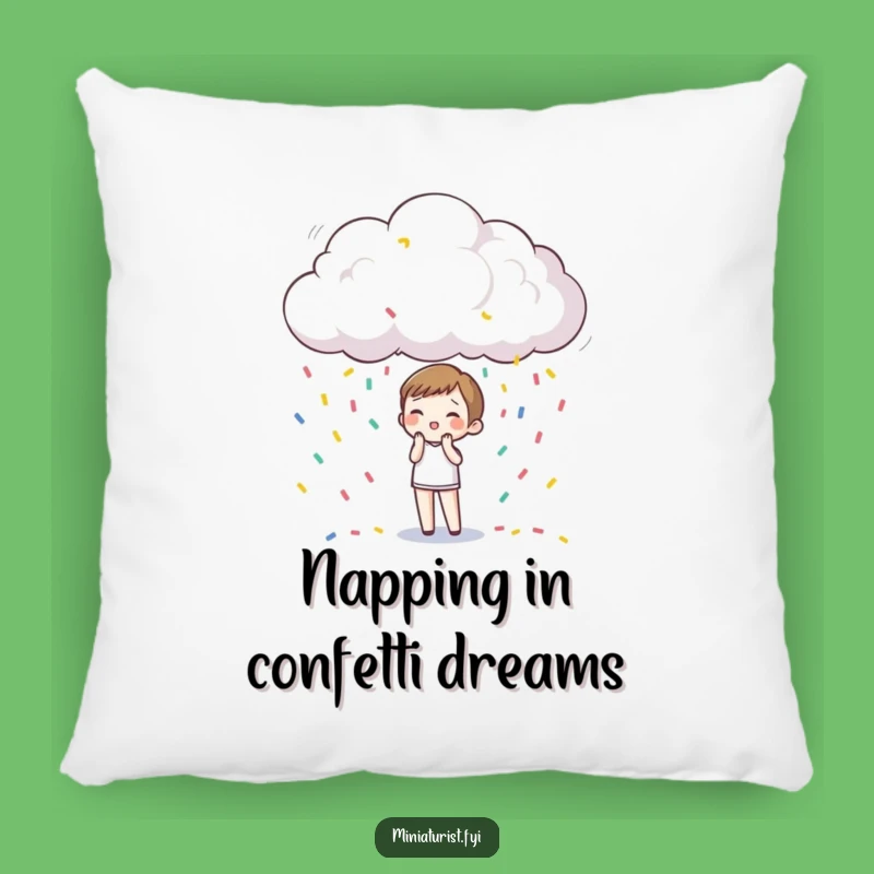 Funny Confetti Rain Pillow: Cozy Tiny Surprise Character in Miniature Cloud, Cute Accent