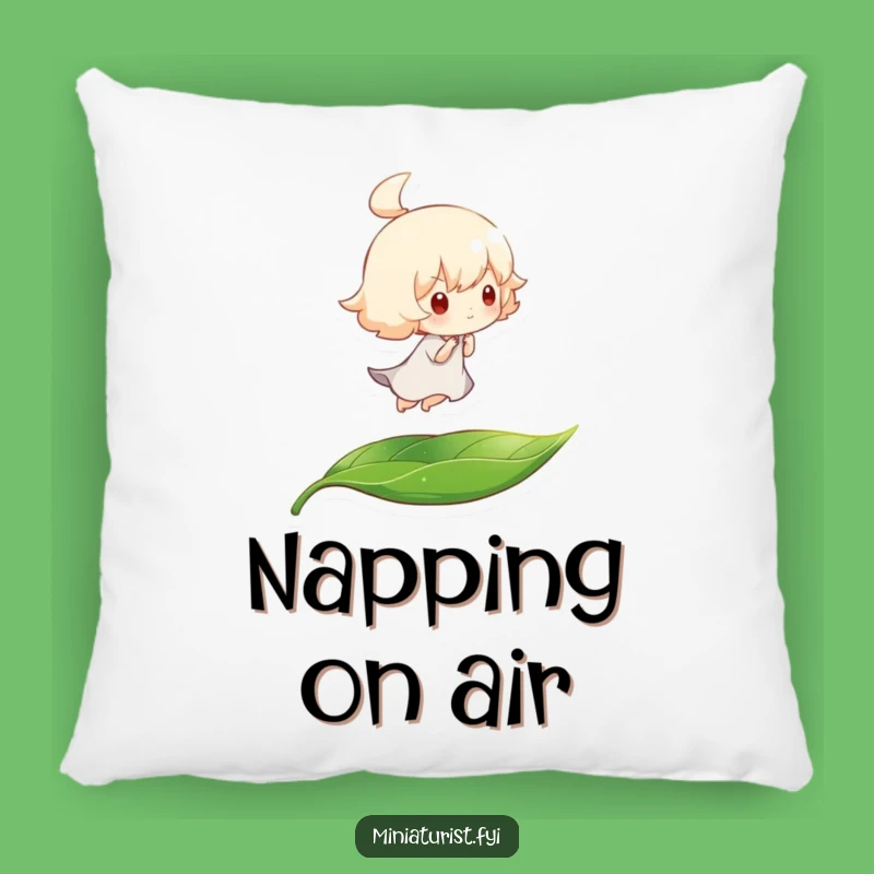 Cozy Funny Breeze Pillow: Tiny Character Leaf Float, Comfy Funny Gift Cushion