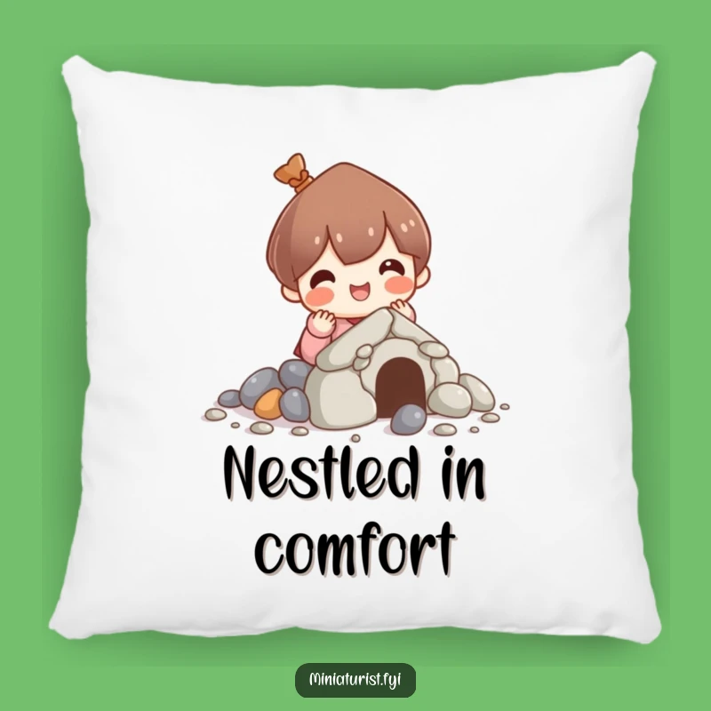 Funny Pebble House Character Pillow: Comfy Creation for Your Space