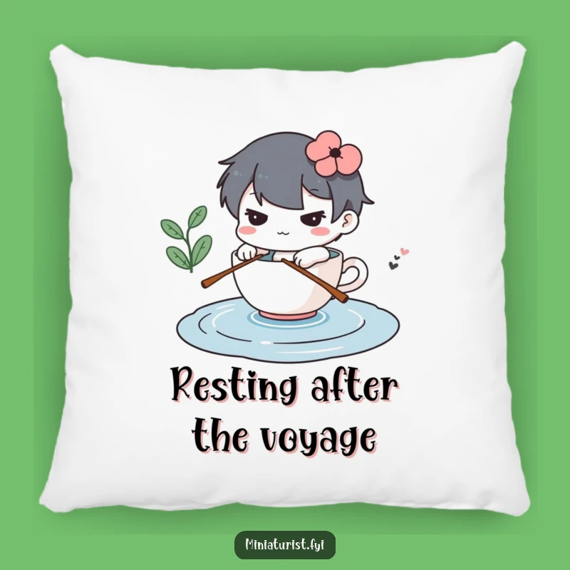 Funny Determined Mini Pillow Cozy Teacup Adventure Accent