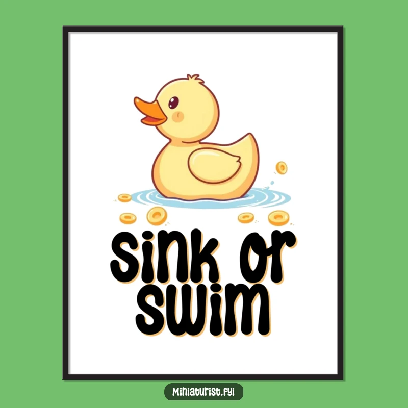 Funny Rubber Ducky Cereal Flake Digital Art: Instant Laughter Print