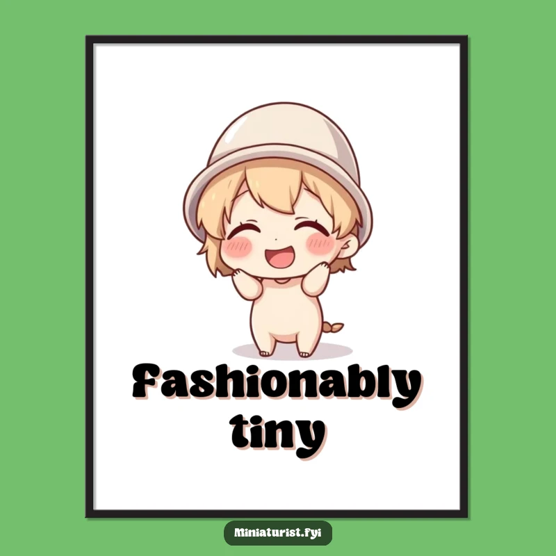 Funny Thimble Hat Digital Art: Tiny Character's Giggles and Hilarious Headwear!