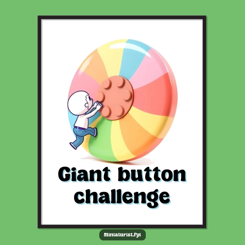 Funny Button Lifter Digital Print: Tiny Hero Wall Art Gift