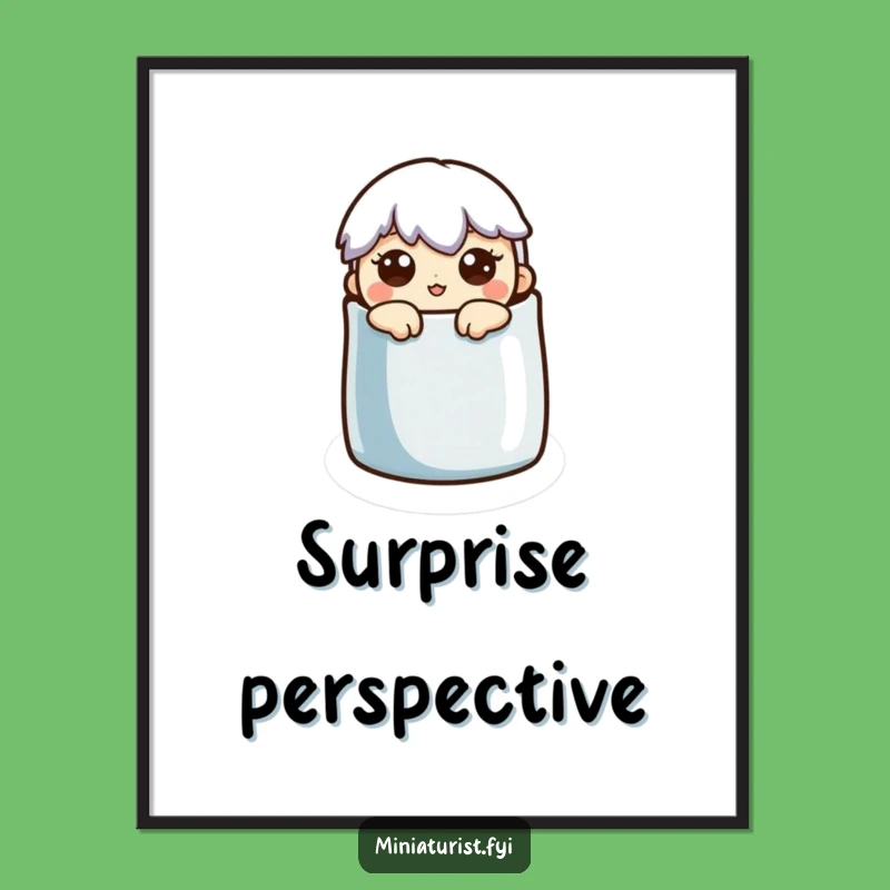 Funny Surprised Thimble Digital Print: Tiny Character Art