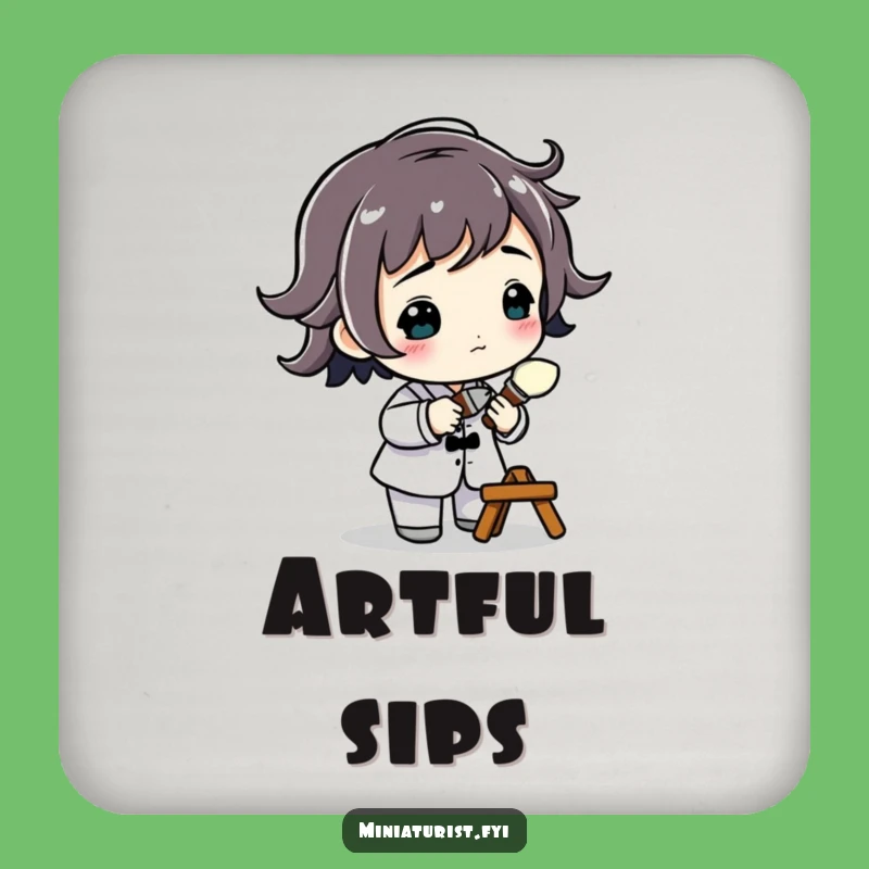 Funny Miniature Artist Coaster: Protect Surfaces with Artistic Humor, Gift!