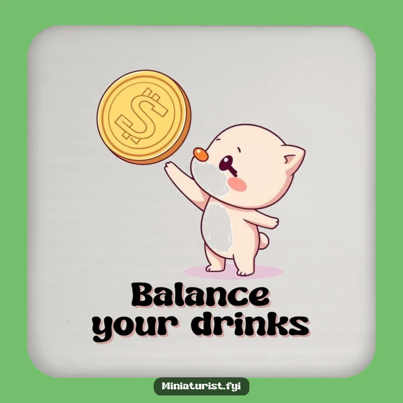Funny Coin Balancing Coaster Set: Protect Surfaces with Humor