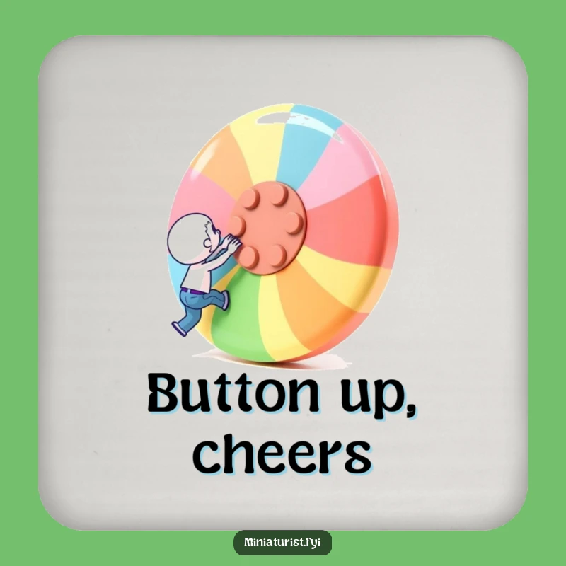 Funny Button Challenge Coaster: Tiny Hero Drinkware Gift