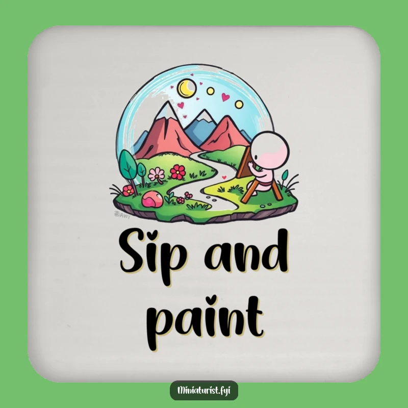 Funny Artist Landscape Drink Coasters: Protect Surfaces with Artful Flair