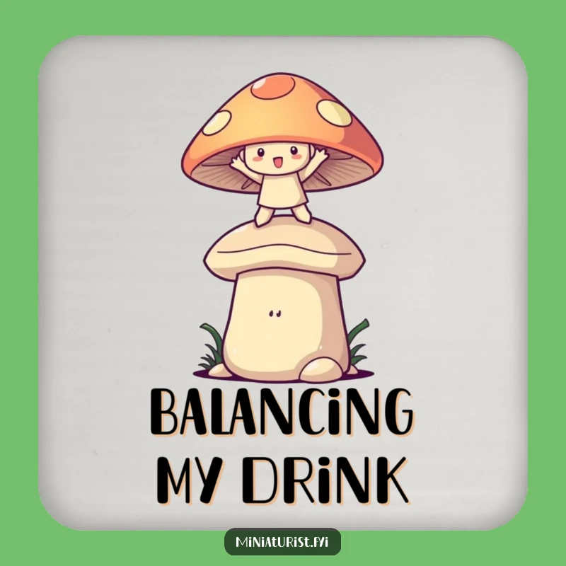 Funny Mushroom Balance Drink Coaster: Protect Surfaces with Whimsy, Funny Gift
