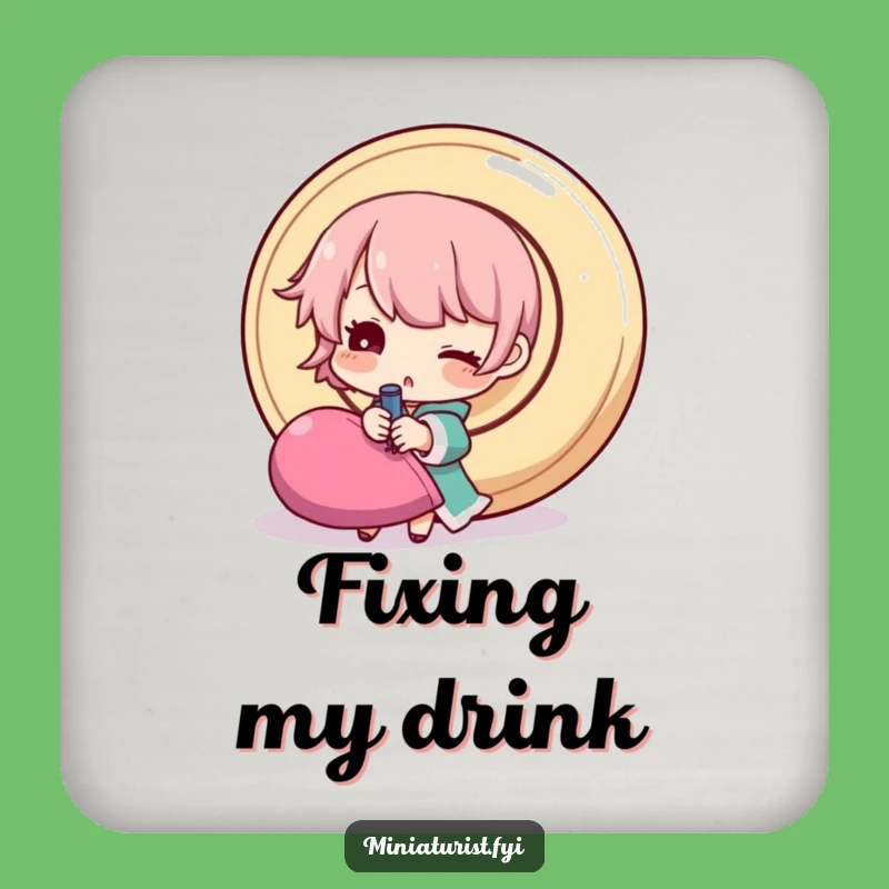 Funny Sewing Coaster Set: Protect Surfaces with Tiny Character's Big Button Humor Gift