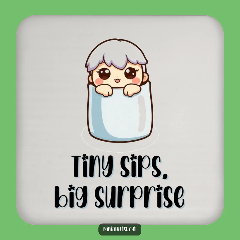 Funny Surprised Thimble Coaster: Tiny Character Drinkware