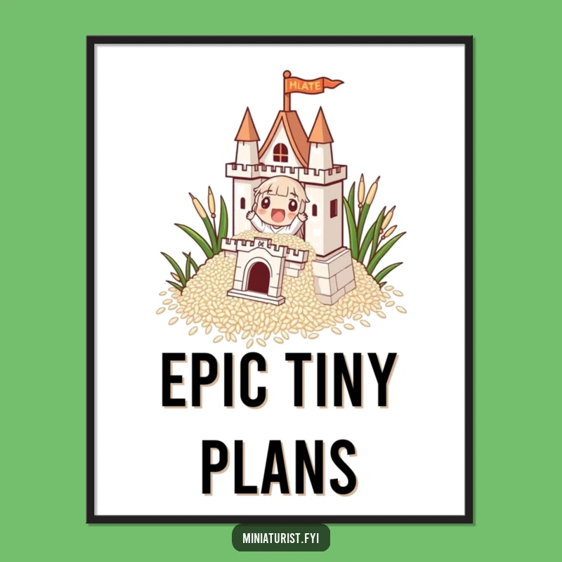 Funny Rice Castle Builder Poster: Tiny Efforts, Epic Art