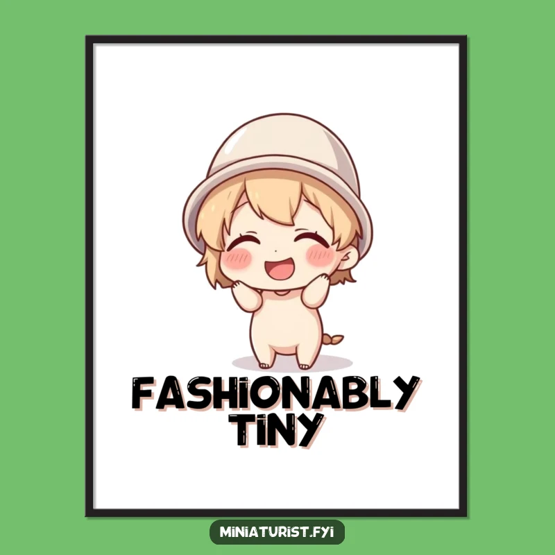 Funny Thimble Hat Poster: Tiny Character's Giggles and Hilarious Headwear for Your Wall!