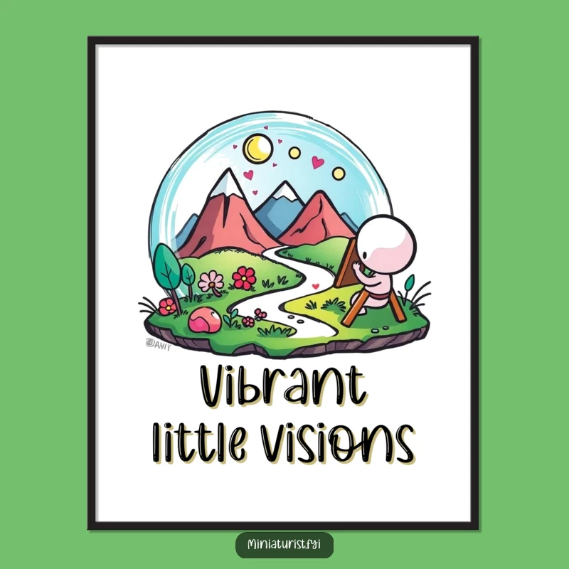 Funny Artist Landscape Poster: Vibrant Art of Miniature World Creation