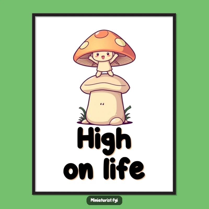 Funny Mushroom Balance Poster: Whimsical Wall Art, Perfect Funny Gift