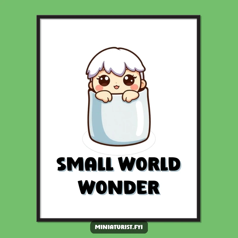 Funny Surprised Thimble Poster: Tiny Character Wall Art