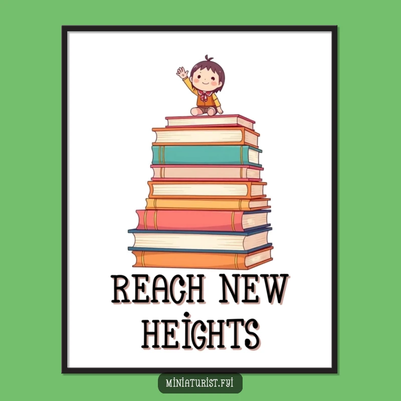 Funny Waving Tiny Figure Poster Literary Heights Art
