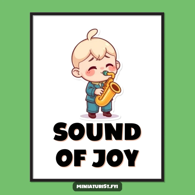 Funny Saxophone Poster: Decorate with Miniature Musician's Joyful Performance Art Gift