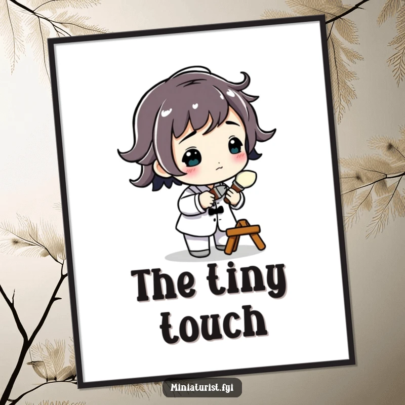 Funny Miniature Artist Poster featuring a small figure with a tiny paintbrush, capturing the essence of detailed work with humor.