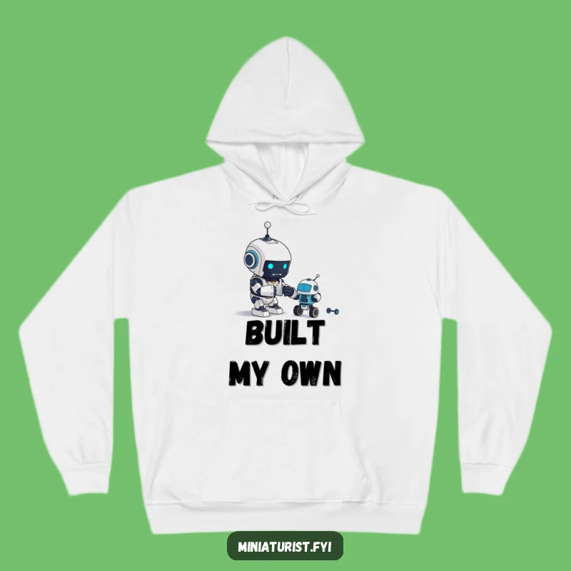 Cozy Funny Robot Builder Hoodie: Tiny Bot Enthusiast Gift