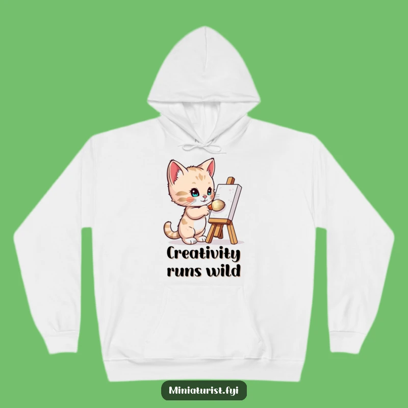 Cozy Funny Kitten Artist Hoodie: Miniature Painter Warm Gift