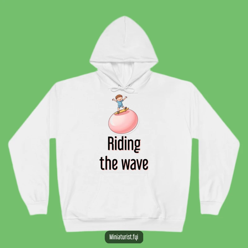 Funny Button Surf Hoodie: Cozy Up with a Miniature Person's Epic Ride!