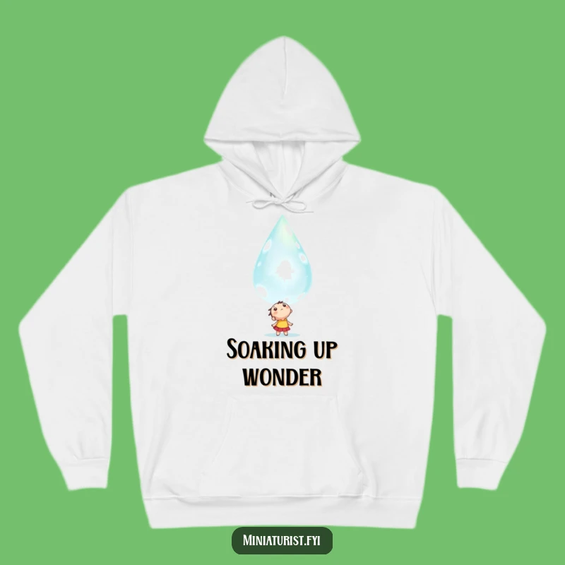 Funny Awe-struck Dewdrop Hoodie: Cozy Tiny Character's Wonder Comfort Gift