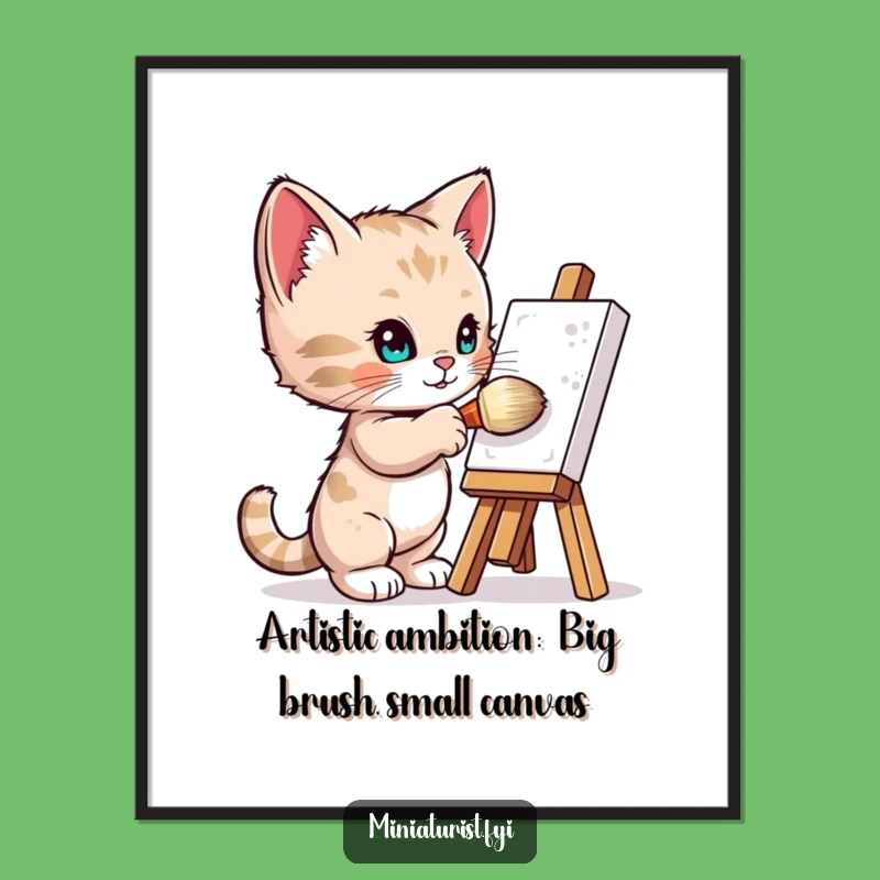 Free Printable Wall Art: Funny Kitten Artist, Hilarious Downloadable Decor